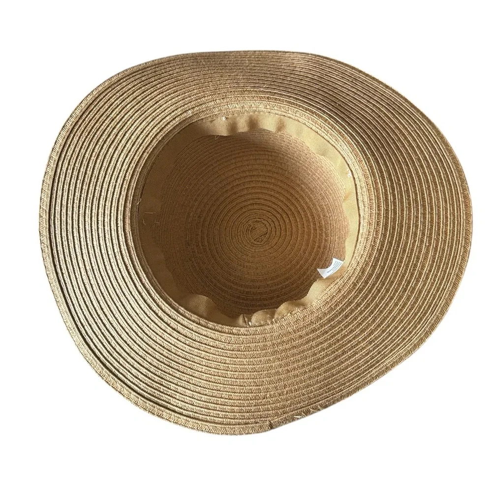Aman Export Inc Wide Brim Foldable Ribbon Bow Straw Hat